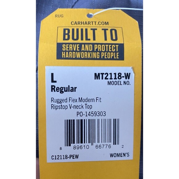 Carhartt Women’s Gray Rugged Flex Ripstop V-Neck Scrub Top Sz L NEW - Picture 5 of 5